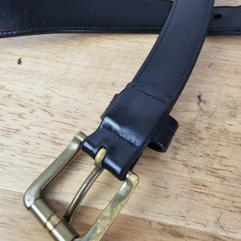 Duluth‎ Trading Co Mens Size 48 Belt Black Leather Workwear Heavy Duty Buckle